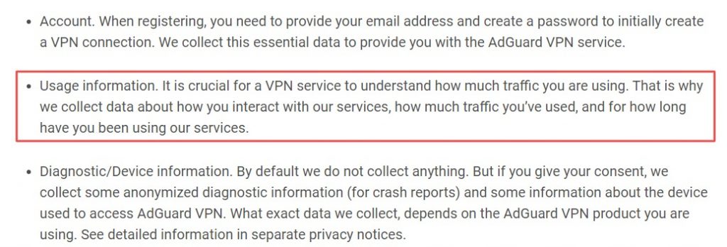 adguard VPN privacy policy