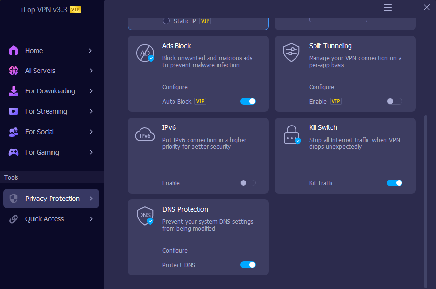 itopvpn review: privacy settings