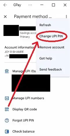 change UPI PIN google pay