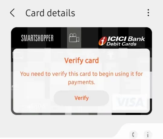 samsung wallet card verification