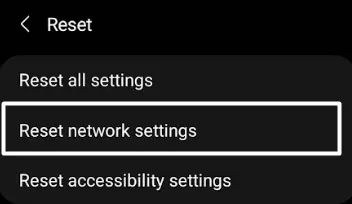 network reset settings android